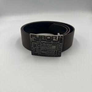 Furor Brown Leather Belt Silver Tone‎ Buckle Men's Size 36